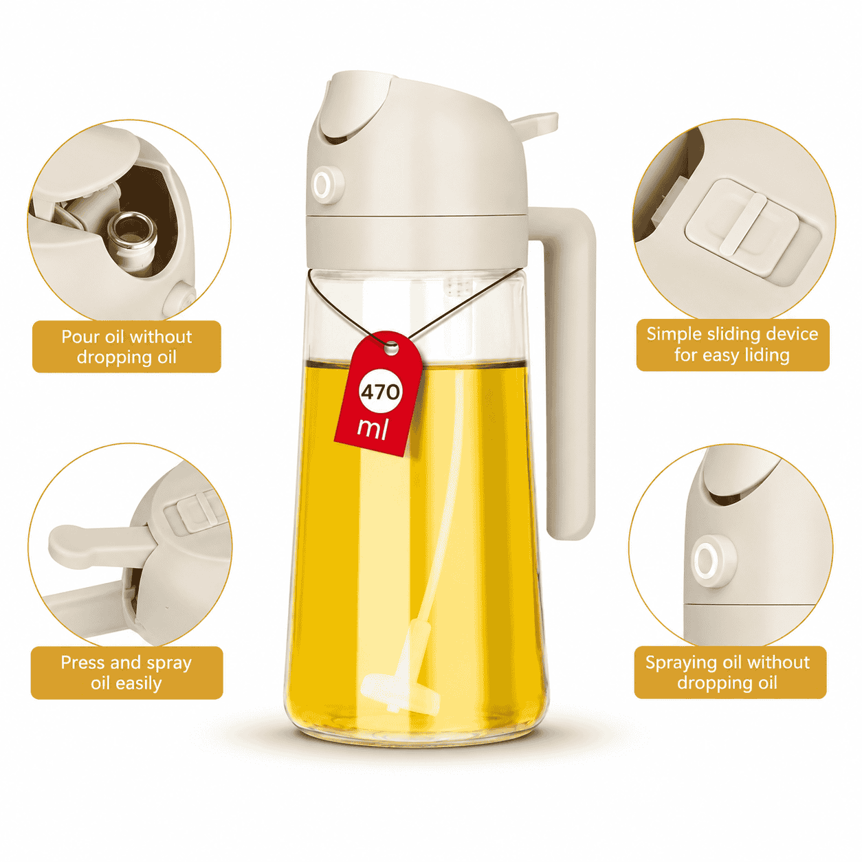 2 in 1 Oil Sprayer and Oil Dispenser Bottle 500ml