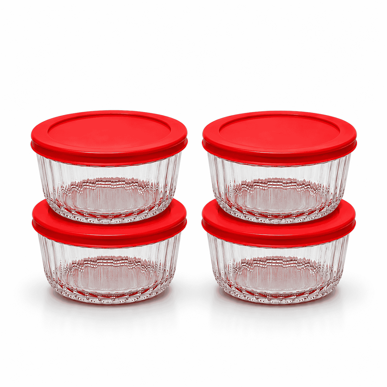 Kiam Glassware K-519 4 Pcs Glass Bowl Set with Lid